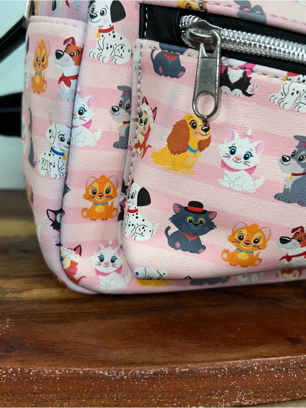 Loungefly Disney Cats & Dogs Pink Striped Dalmatian Lady Tramp Mini Backpack - Picture 3 of 17